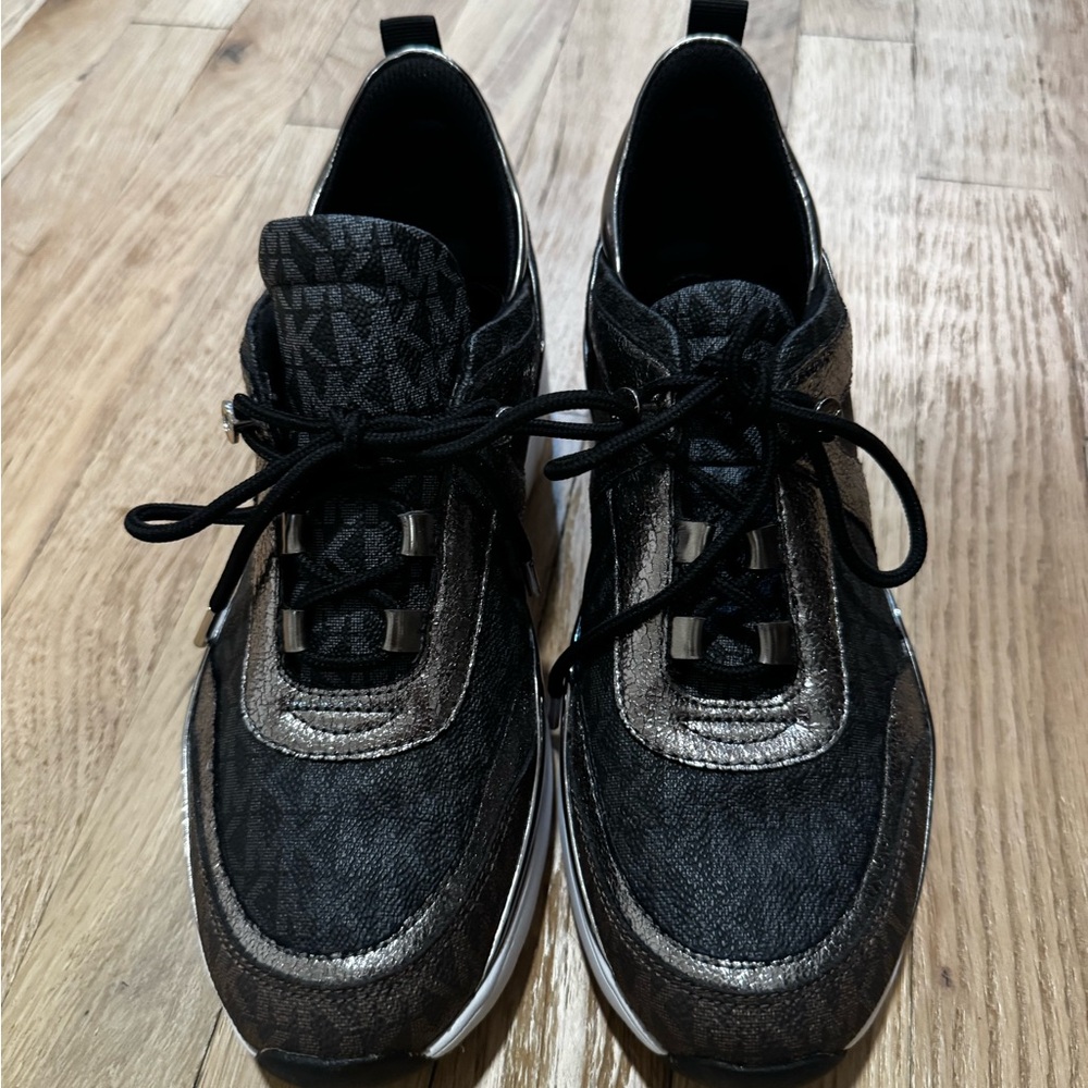 Michael Kors Black and Silver Logo Sneakers